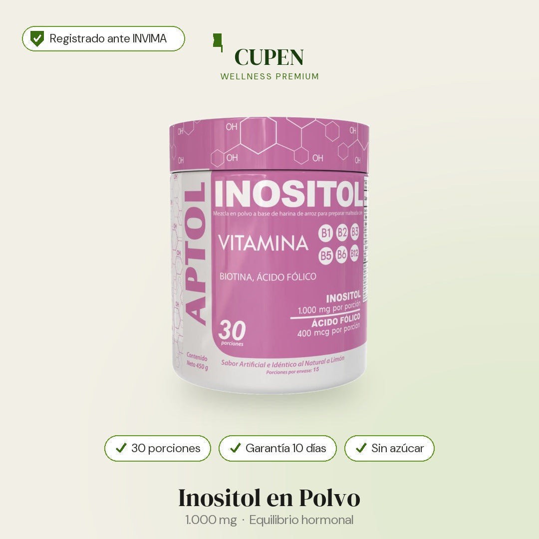 Inositol en polvo de CUPEN: 1.000 mg por porción, 30 porciones, sin azúcar añadida